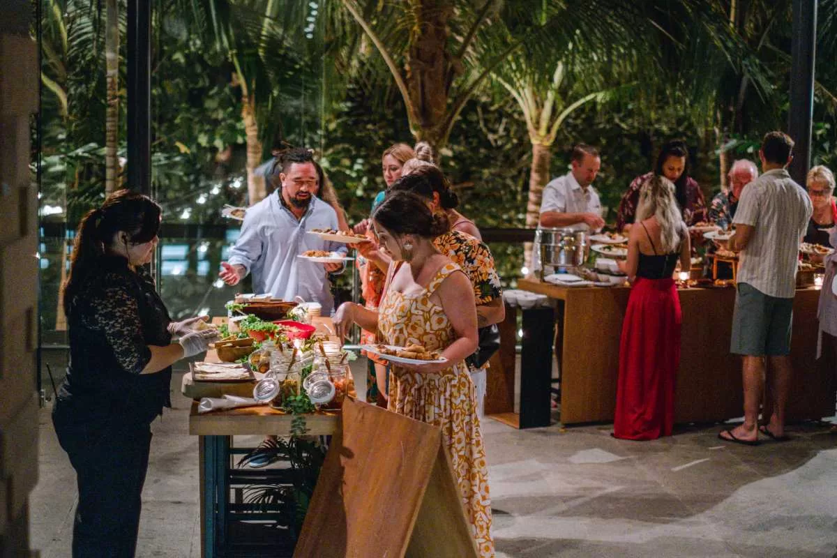 Buffet at Glass House, bali wedding package, bali wedding venue, bali destination wedding, bali wedding planner, tirtha bali, wedding venue in bali, best bali wedding venue, exclusive bali wedding venue