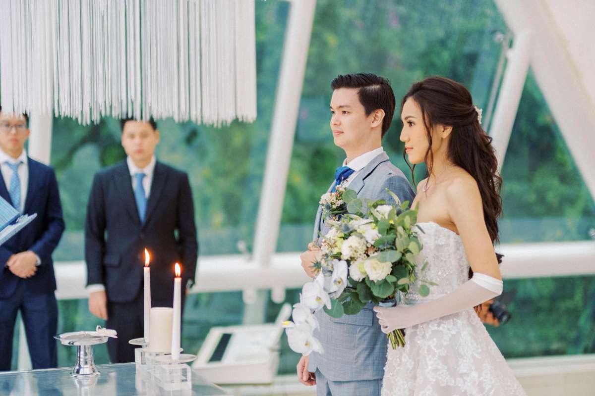 The couple during wedding ceremony procession
