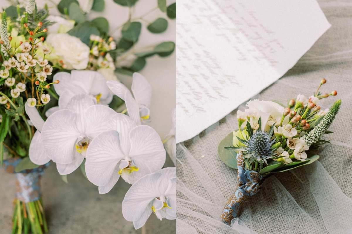 Bridal bouquet and boutonniere