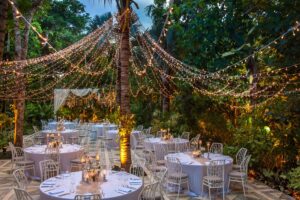 the moonlight garden offering the magical atmosphere at the glass house, one of tirtha bali's exclusive bali wedding venues
