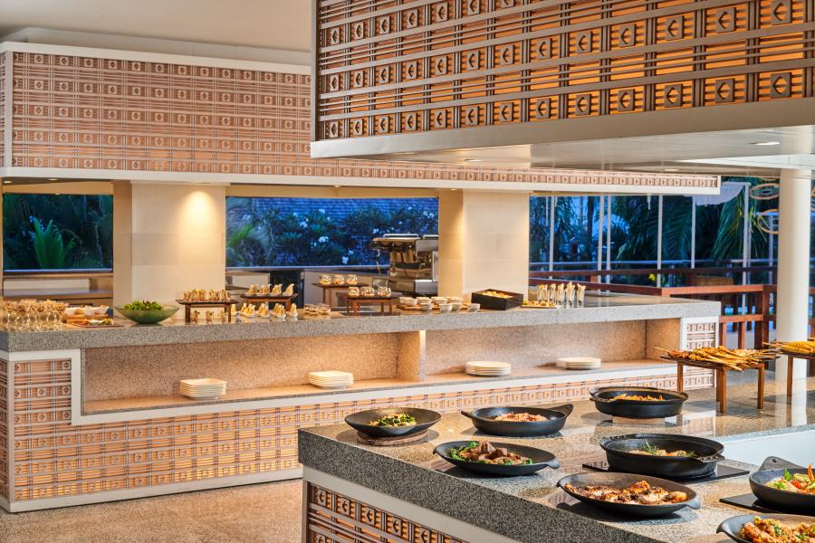 buffet for wedding reception at tirtha bali, exclusive wedding venues
