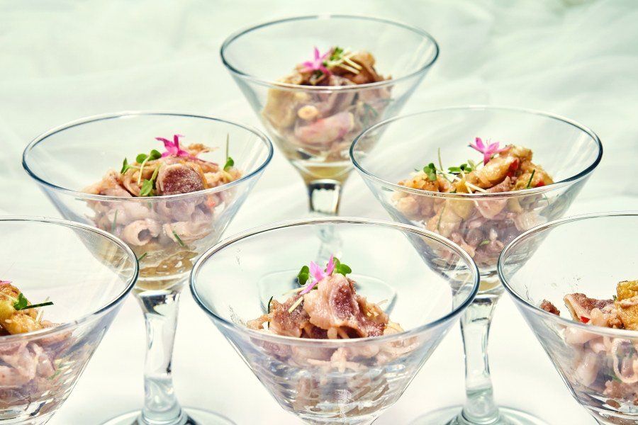 Spicy Pork Belly Salad with Deep Fried Eggplant
