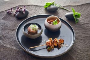 Yakitori, Daikon oden, Chawanmushi. Japanese course for your wedding reception at all inclusive wedding venues in Bali