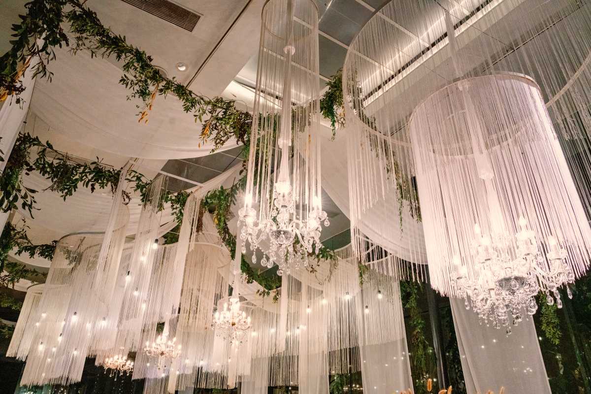 Wave Tassels & Chandeliers with Greenery
