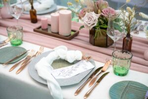 Table setup for your wedding reception from reception only wedding package by Tirtha Bali