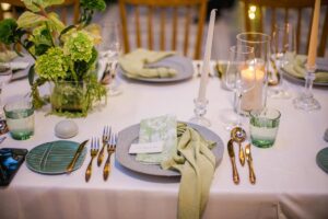 Elegant dinner table setup at Moonlight Garden, Tirtha Bali.