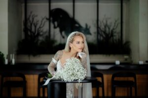 Cinematic bridal portrait at Tirtha Bali captured through wedding photography.