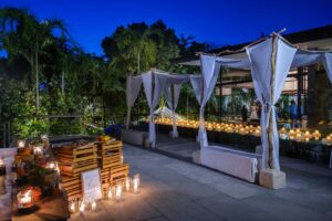 BBQ night setup by the pool at The Glass House by Tirtha.