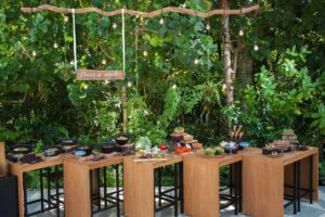 Outdoor buffet at a garden reception venue by Tirtha Bali.