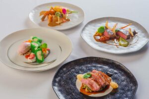 Indonesian four-course menu elegantly plated.