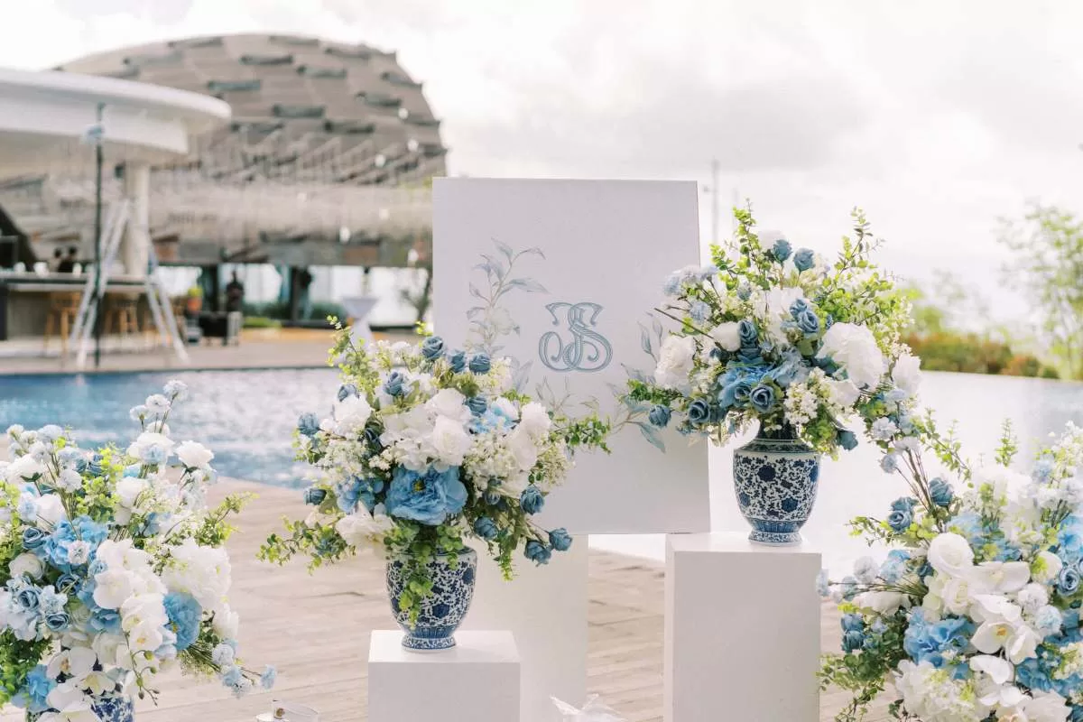 Indian Hindu Wedding in Bali with Tirtha, welcome board decoration, bali wedding destination, best bali wedding venue, wedding in bali, tirtha bali wedding planner