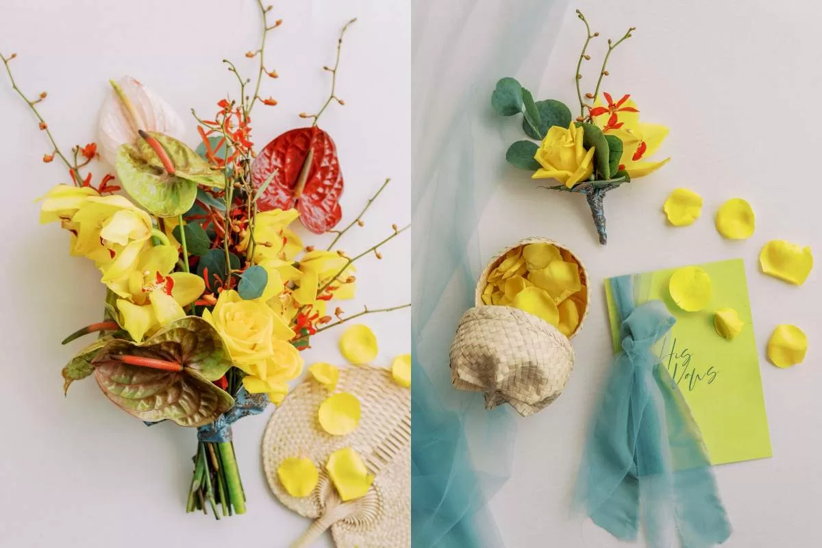 Bouquet & Boutonniere / Vow Book, intimate decoration, wedding decoration, hanamizuki, bali wedding package, bali wedding venue, bali destination wedding, best wedding venue in bali, Tirtha Bali wedding planner, bali wedding, wedding bali