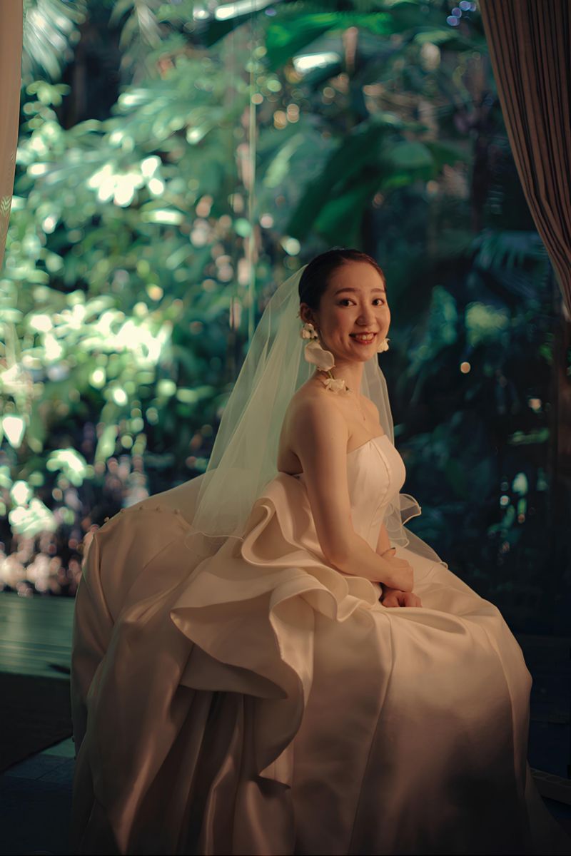 Elegant bridal portrait of Mina during her destination wedding in Bali.