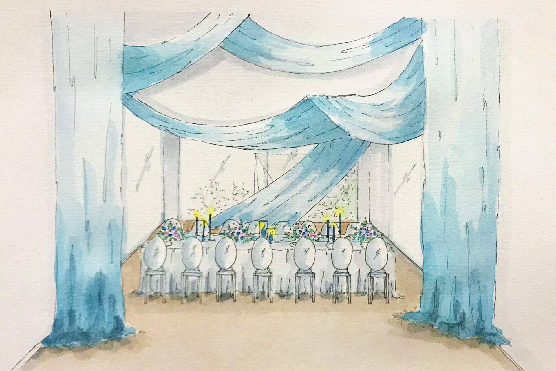 Thoughtful reception design in progress during wedding planning at Tirtha Bali.
