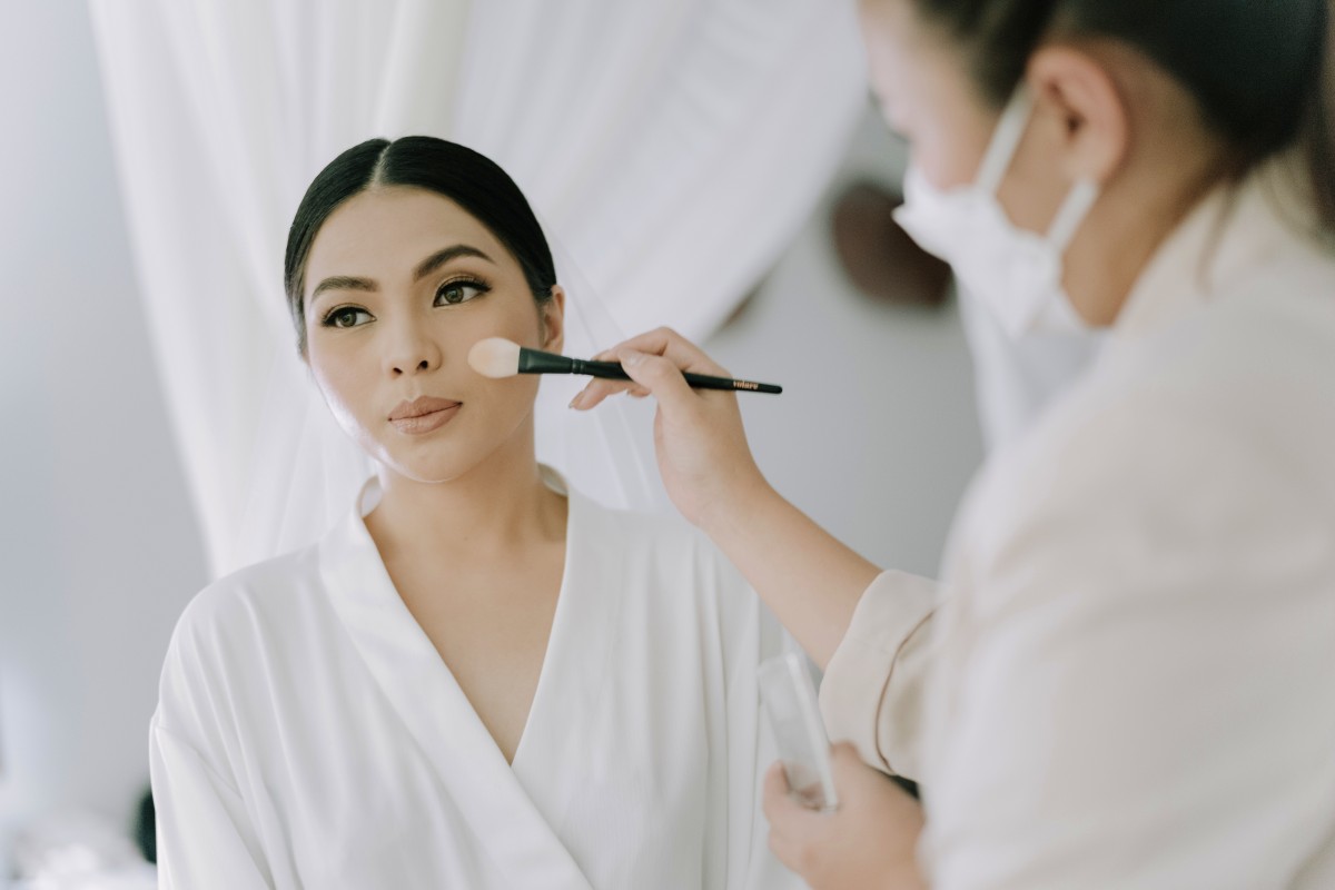 Bride getting ready on the wedding day at Tirtha Bali.
